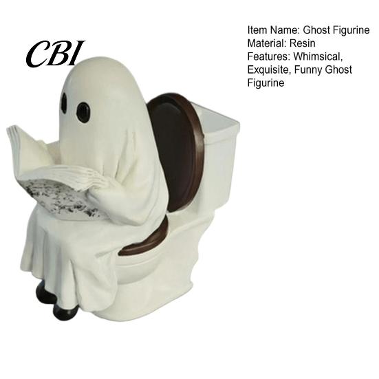 Halloween Party Zubehör Süße Geisterfigur, Auf der Toilette lesende Harzstatue, Einzigartiges Ornament Lustig für mehrstöckige Tabletts Tischplatten Kaminsims Dekor