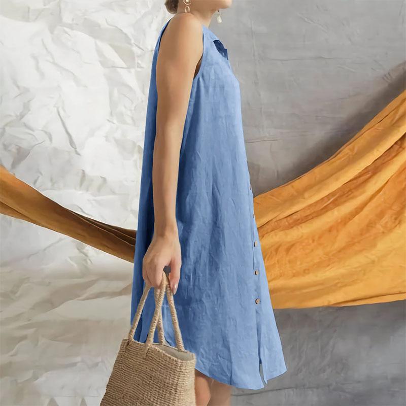 Summer Women's Dress Fashion Cross Border Solid Colour Loose Shirt Dresses