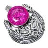 Pink Crack Crystal Gemstone 925 Sterling Silver Jewelry Pendant 2.44" SU-6882