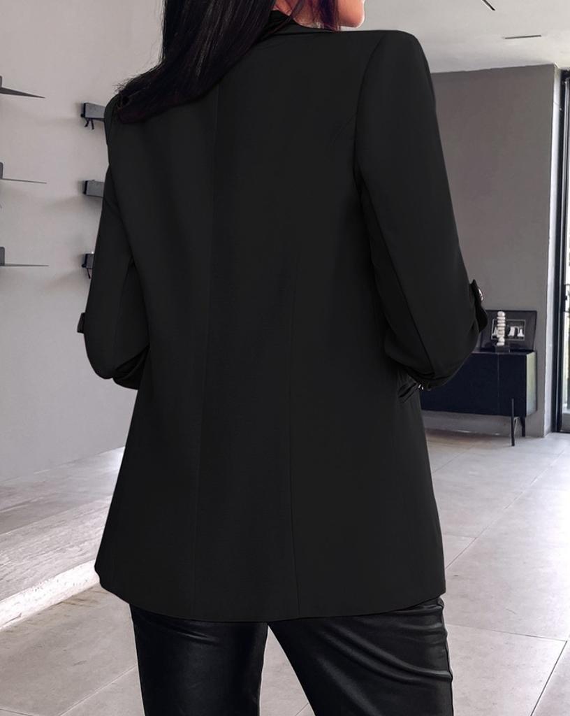 Elegant Women's Cardigan Blazer New  Autumn Winter Long Sleeve Casual Solid Color Coat Jacket For Women Slim Blazers
