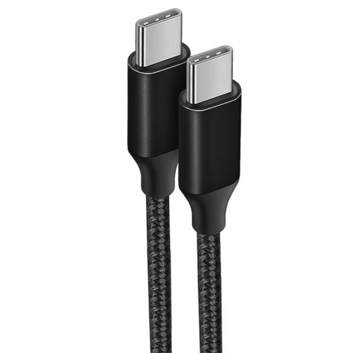 Câble USB-C vers USB-C Charge Rapide 3A pour Samsung Galaxy M13 4G M23 5G M32 M33 M52 5G -Nylon Tressé 1M Noir