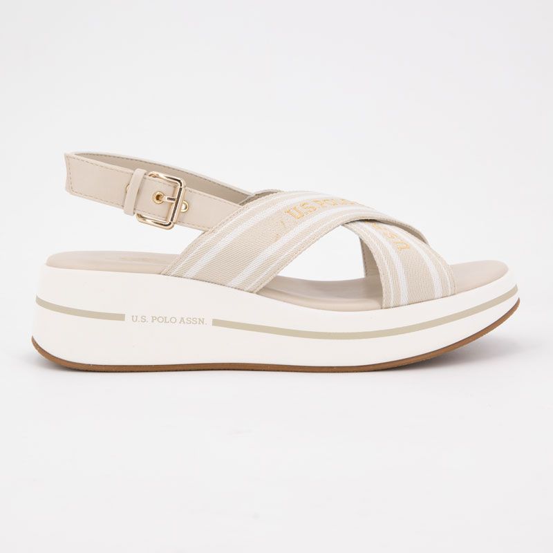 Sandales tissu à rayures semelle épaisse Femme US POLO