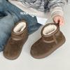 Kids Winter Snow Boots Girls Boys Warm Faux Suede Ankle With Thick Insulation Non-Slip Sole