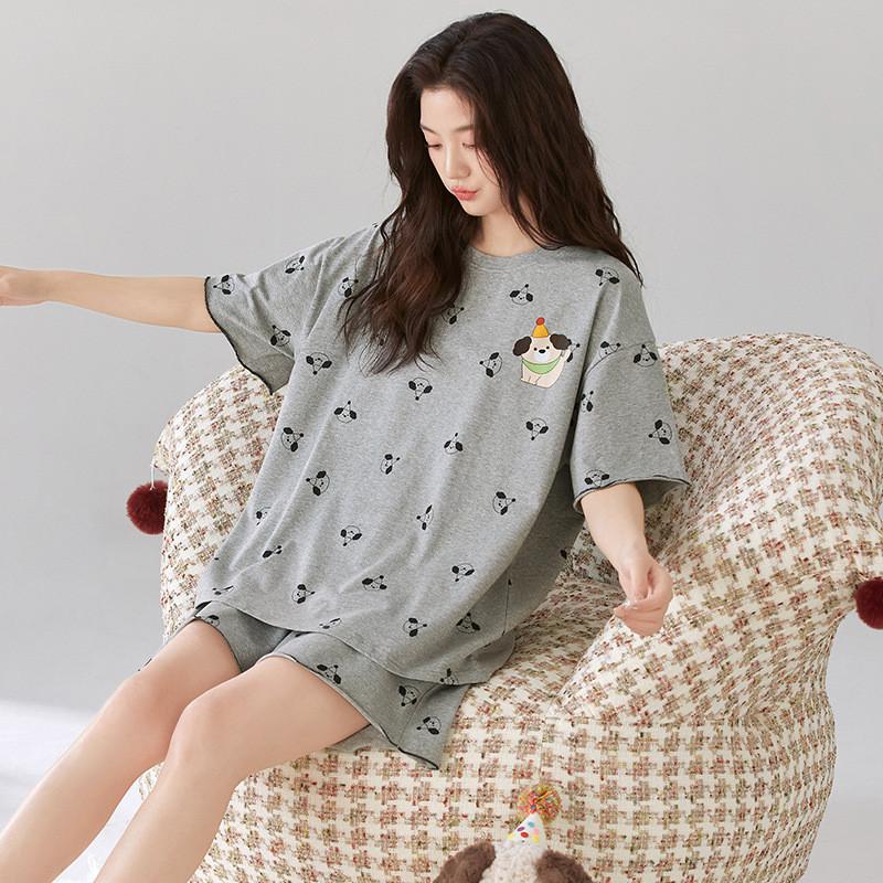 Casual Cotton Shorts And Shirt Set For Women Summer Lounge Sleepwear Comfortable And Breathable