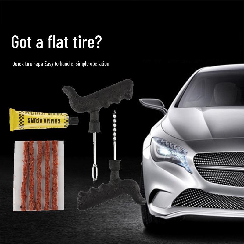 Compact 6-Piece Tire Repair Kit for Cars and Motorcycles
