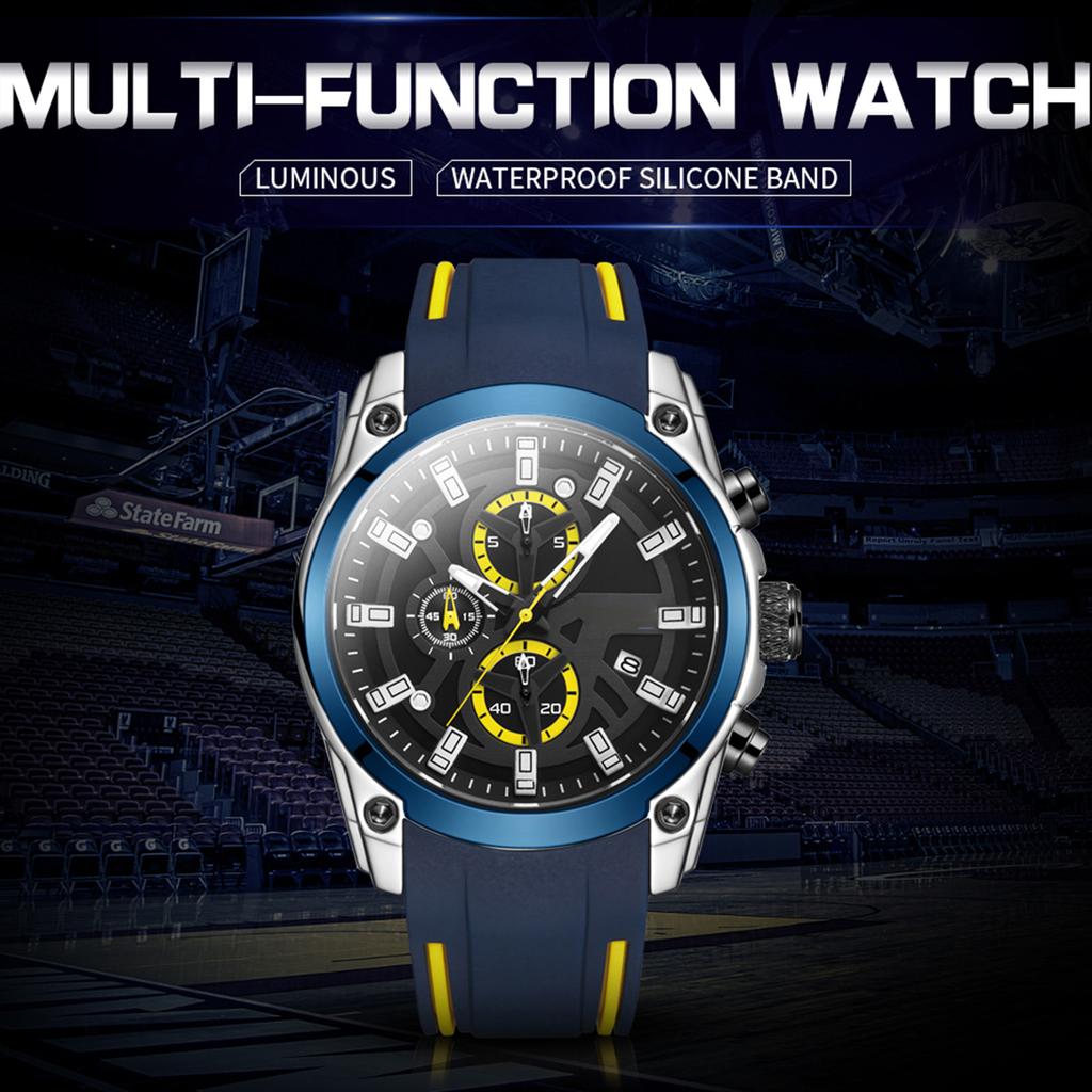 MEGIR 2144 Men s Watch Multifunctional Chronograph Watch Fashionable Quartz Dress Wristwatch 3ATM Waterproof Sports