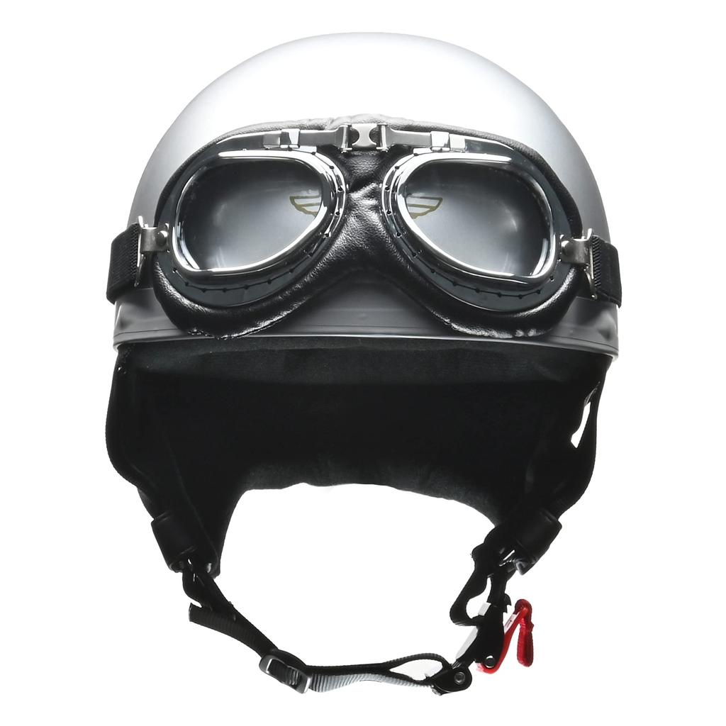 LEAD Motorradhelm Half CROSS Vintage Silber LL CR-751 -