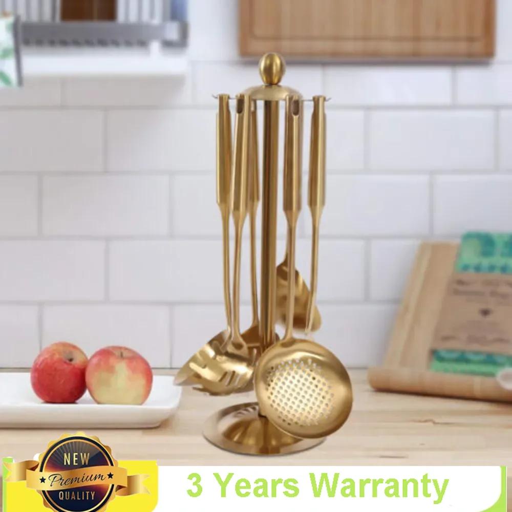 Bymaocar Kitchen Utensil Tableware Elegant Dinnerware Set Stainless Steel Cooking Gadget Tools Gold Ideal Gift Easy To Clean