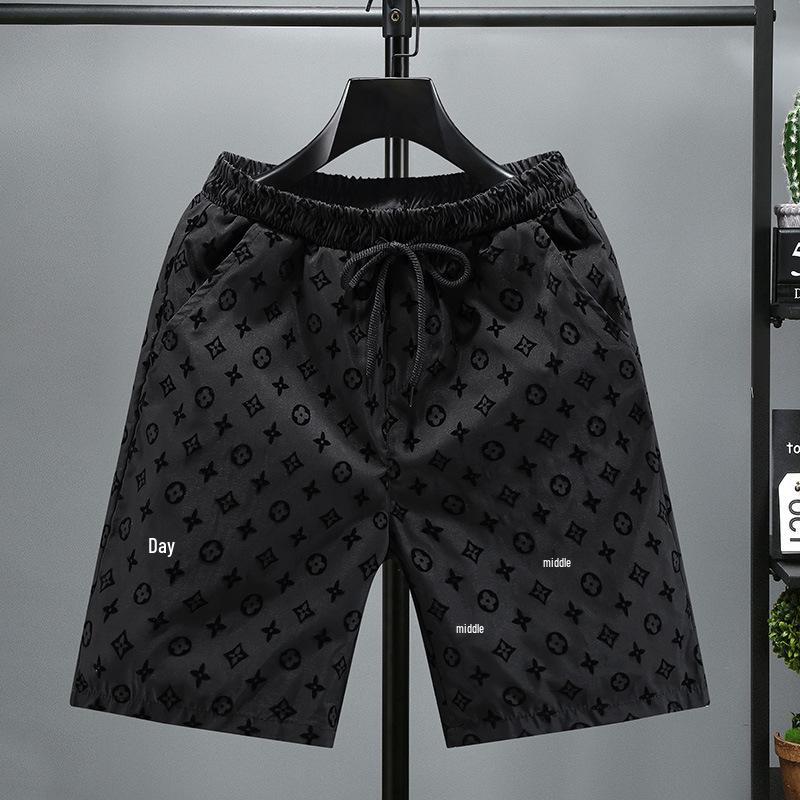 2026 Men's Slim Flocked Trendy Beach Shorts - Casual Summer Wear