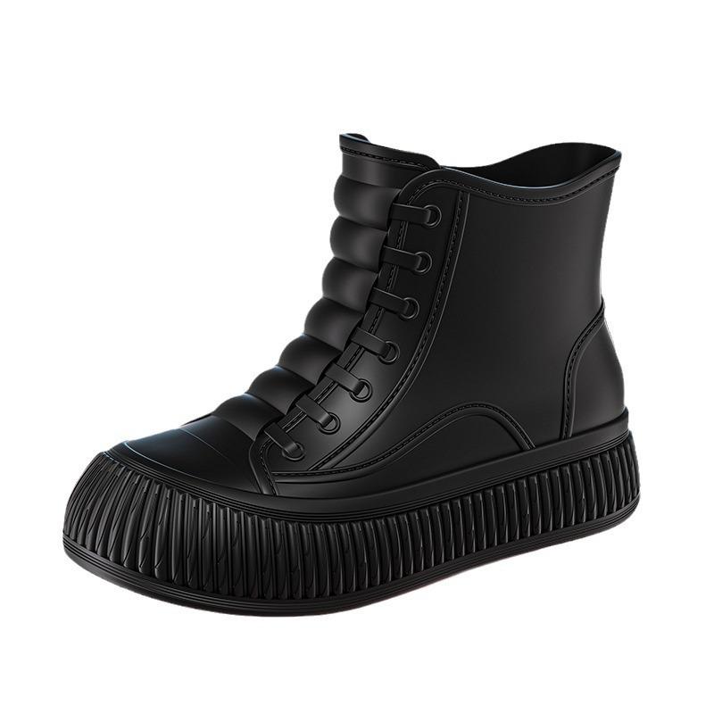 Fashion short women's rain boots heightened matte thickened non-slip water soles outdoor women's shoes wading shoes rubber shoes rain boots