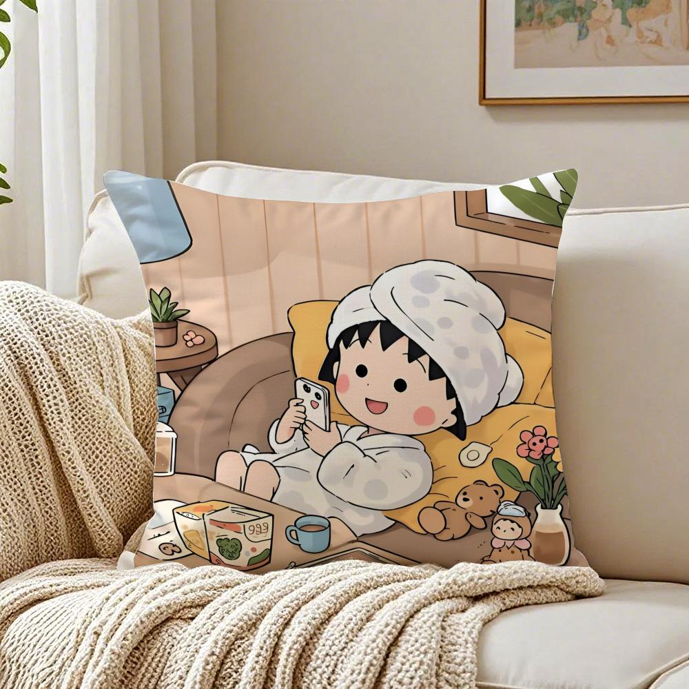 Cute Classic Anime CCherry Marukochan Cushion Cover Pillowcase Antidustmite living Room Sofa Decor Cushion Room