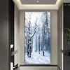 Copertura per Porta Scena Invernale con Neve Sfondo Fotografia Foresta Bianca Forniture Decorazioni Festa di Natale Interno Esterno