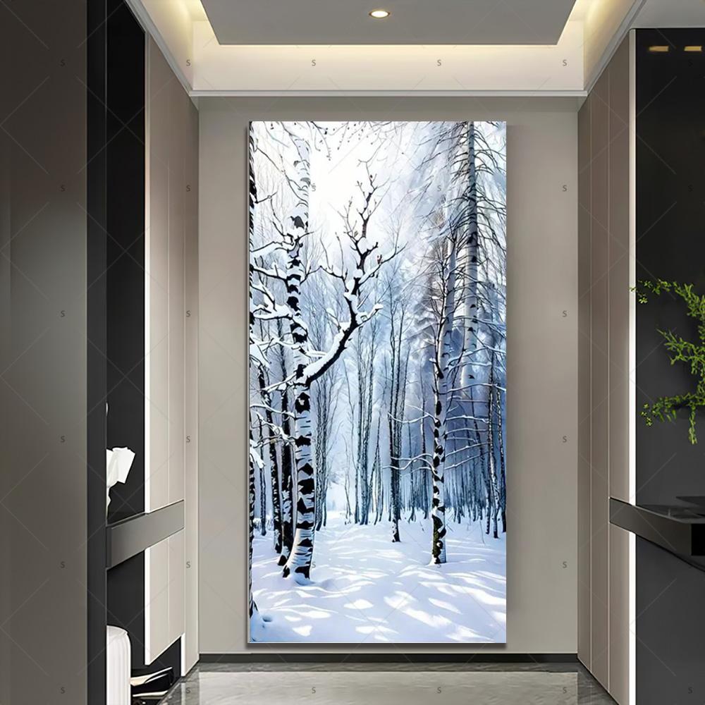 Copertura per Porta Scena Invernale con Neve Sfondo Fotografia Foresta Bianca Forniture Decorazioni Festa di Natale Interno Esterno
