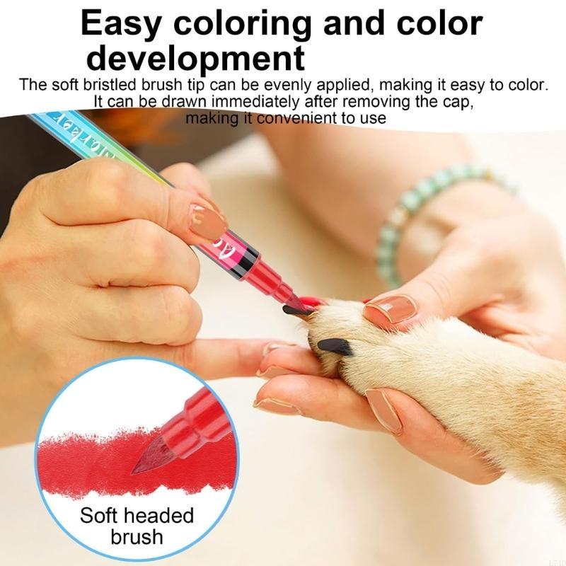 L74D 12 Couleurs Marqueurs Lavables pour Colorier les Animaux pour Chiens Chats Stylos d'Art Ensemble Brosse de Toilettage pour Chats Fournitures pour Animaux