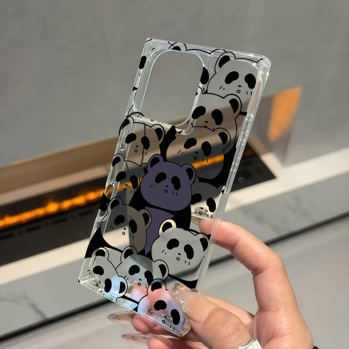 

Прозрачный квадратный чехол-накладка для iPhone 11 16 ProMax 14 Pro Max 15 Plus 12 13 Защита от кислорода, рисунок «Стопка панд» iphone 11 ProMax