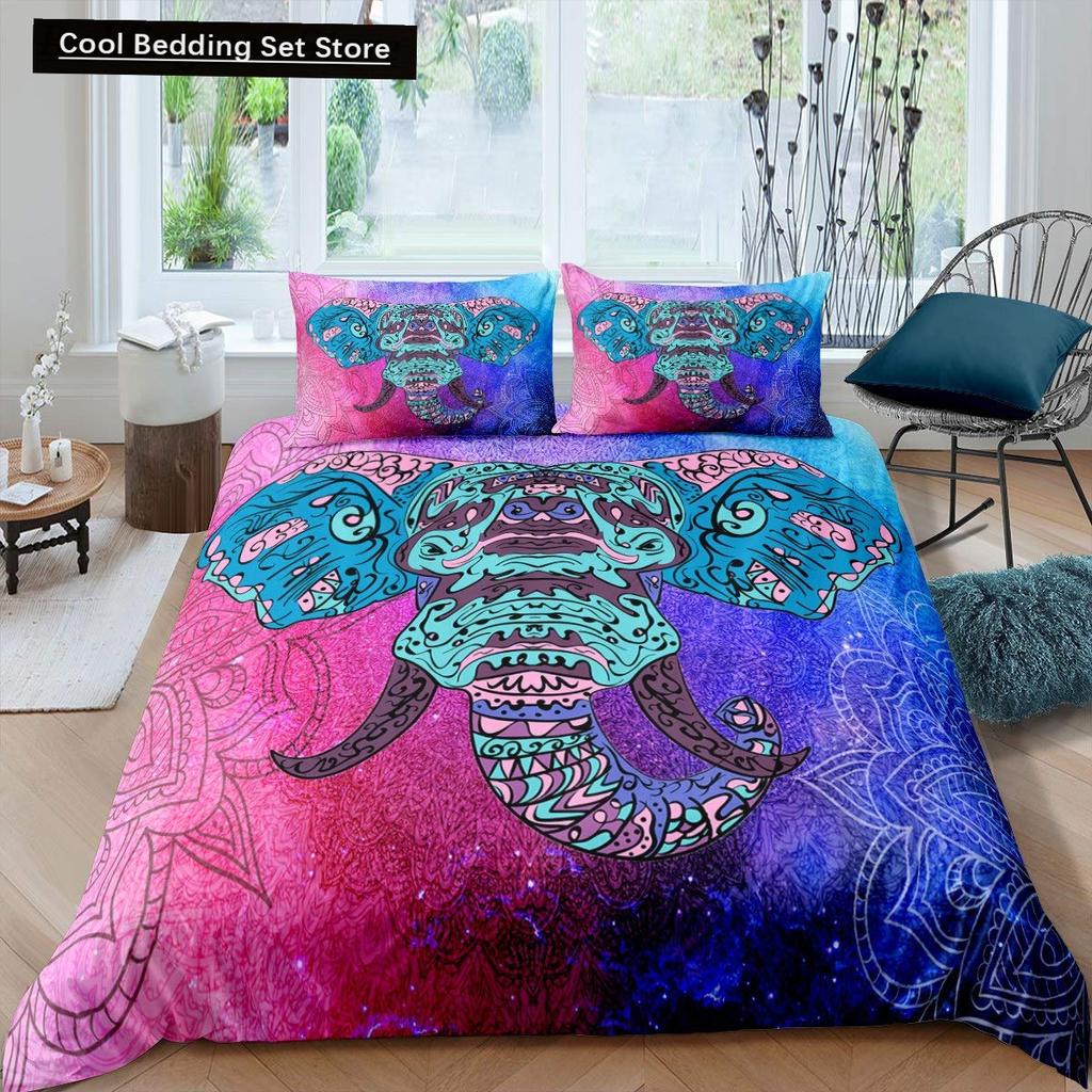 Tribal Ethnic Elephant Duvet Cover Exotic Style Bedding Set Boho Mandala Flower Paisley Quilt Cover Polyester Comforter Cover
