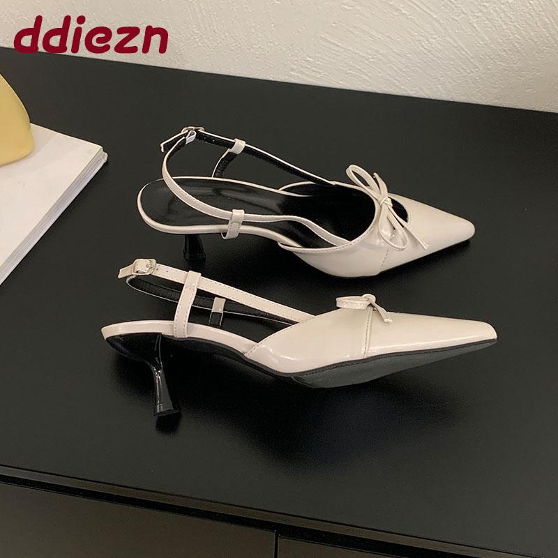 Fashion Fashion Pointed Toe Women High Heels Sandals Shoes Female Shallow Footwear Butterfly-Knot Ladies Heels Sandals Shoes Pumps