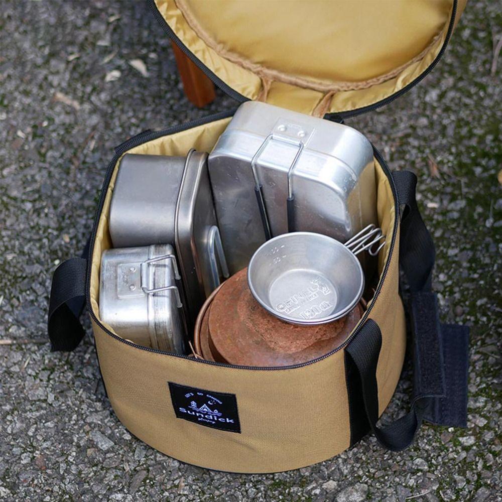 Tägliche Nutzung Oxford-Stoff Picknicktasche 9/14L Wasserdichter Topf-Aufbewahrungseimer Zylindrische Schüssel Becher Behälter Camp
