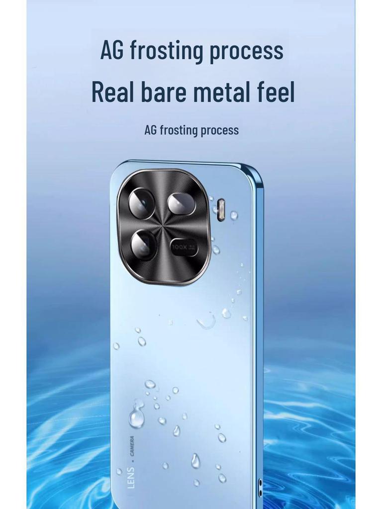 High-end Frosted Business Protective Cover for iQOO 12 Pro & iQOO 11S - Electroplated Metal Lens, All-inclusive Mobile Phone Case.