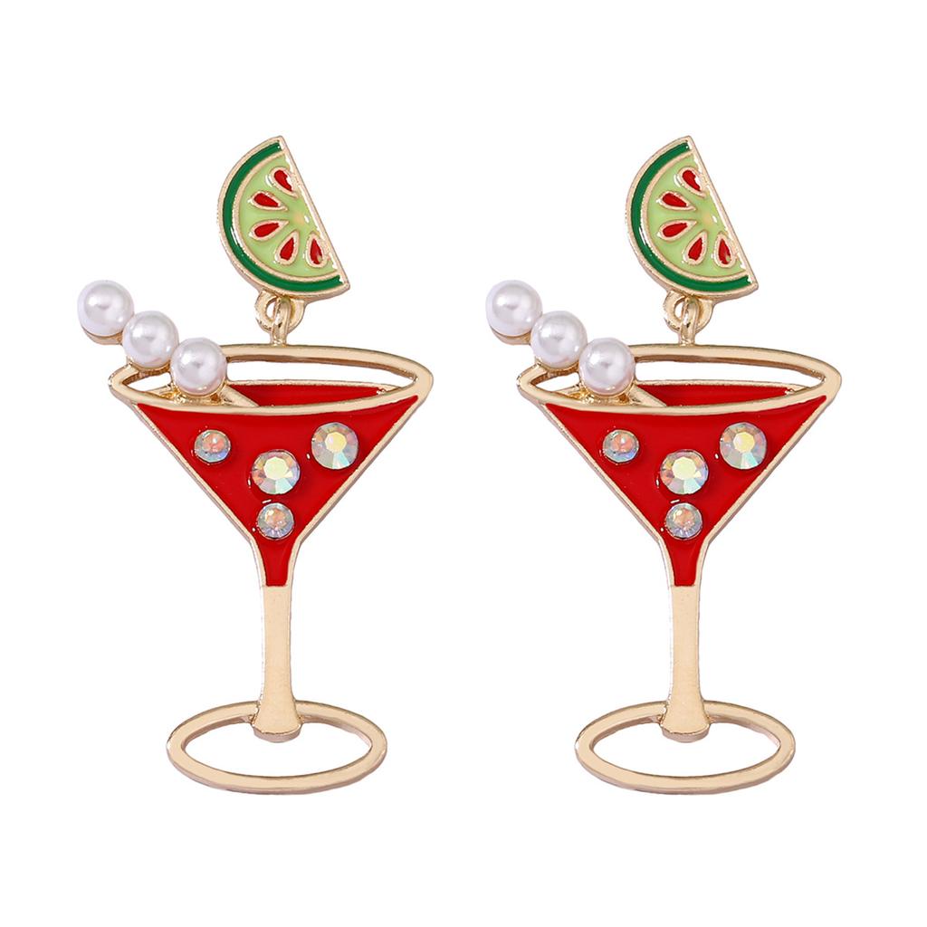 Amazon Cross-border E-commerce New Multi-color Goblet with Diamonds, Light Luxury and Versatile Earrings, Yiwu Jewelry Women