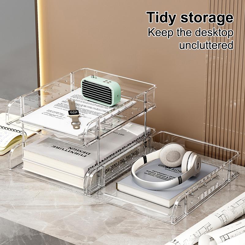 UFORU Transparent Desktop Organizer – Multi-Functional File Storage Rack for Stationery & Books
