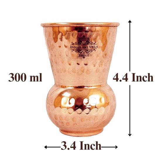 Sett med 6 Kobber Mattha Glass Tumbler, Hammerdesign, Drikkeglass, 300 ML Hver