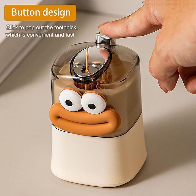 Cute Automatic Pop-up Toothpick Holder Dispenser, Pop Up Automatic Cute Sausage Mouth Decoration Novelty Toothpicks Container Ki