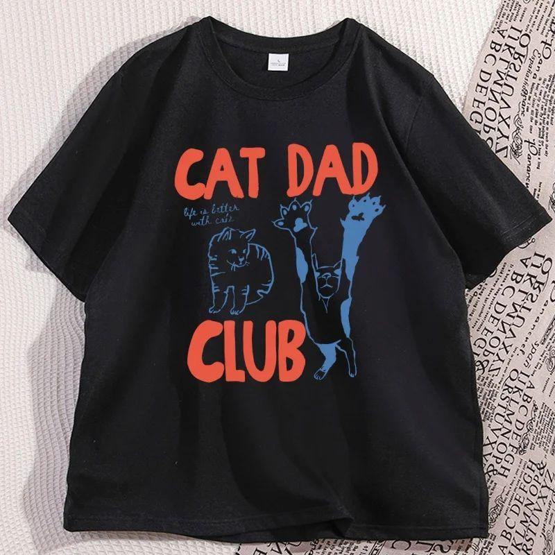 Funny Cat Lover Pet Parent T Shirt Cat Dad TShirt Funny Men Casual Cat Dad Club Tshirt Loose Cretive Printed Short Sleeve Tees S