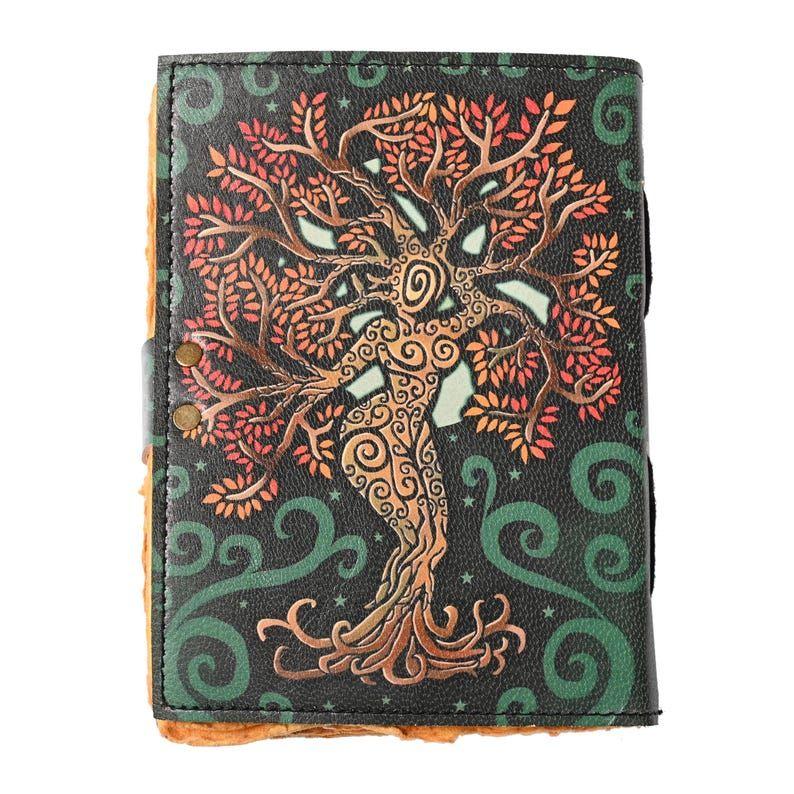 Leather Journal-Handmade Deckle Edge Paper, Leather Tree of Life Journal, Handmade Tree of Life,