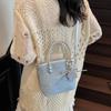 Elegant Korean Crossbody Bag Rhinestone Women 's Handbag Retro Denim Bucket Bag  Travel