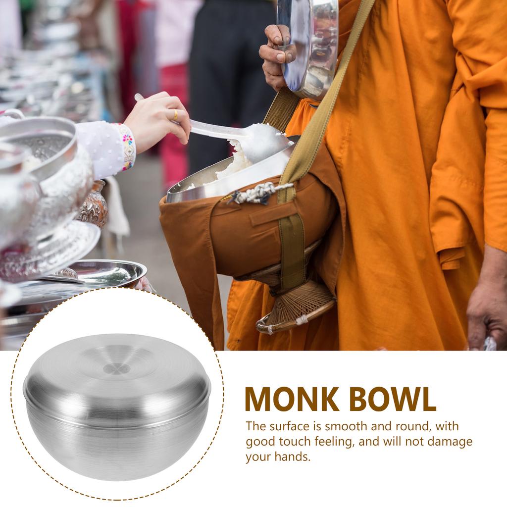 Stainless Steel Rice Bowl Large Bowls Kitchen Food Metal Cereal Salad Double Layer Household