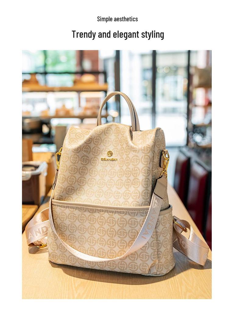 2024 Women's High-End Retro Print Large Capacity Anti-Theft Travel Backpack