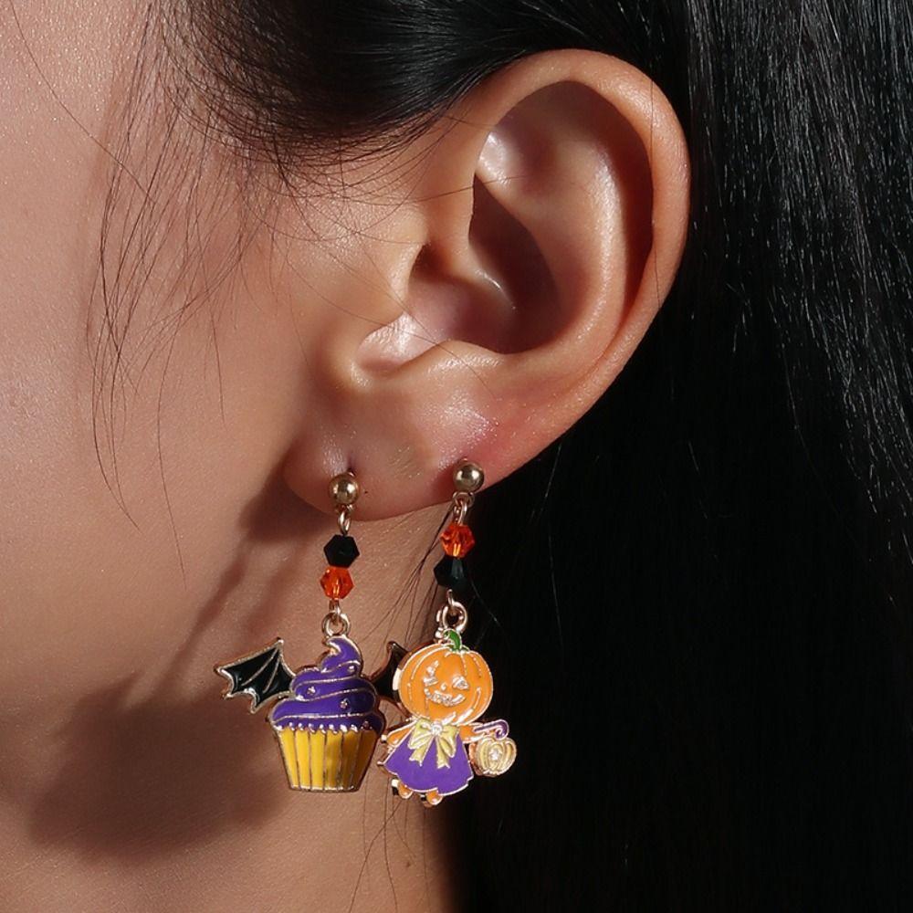 Trick or Treat Pumpkin Ear Studs Zinc Zinc Alloy Ghost Dangle Earrings Halloween Earrings  All Saints' Day