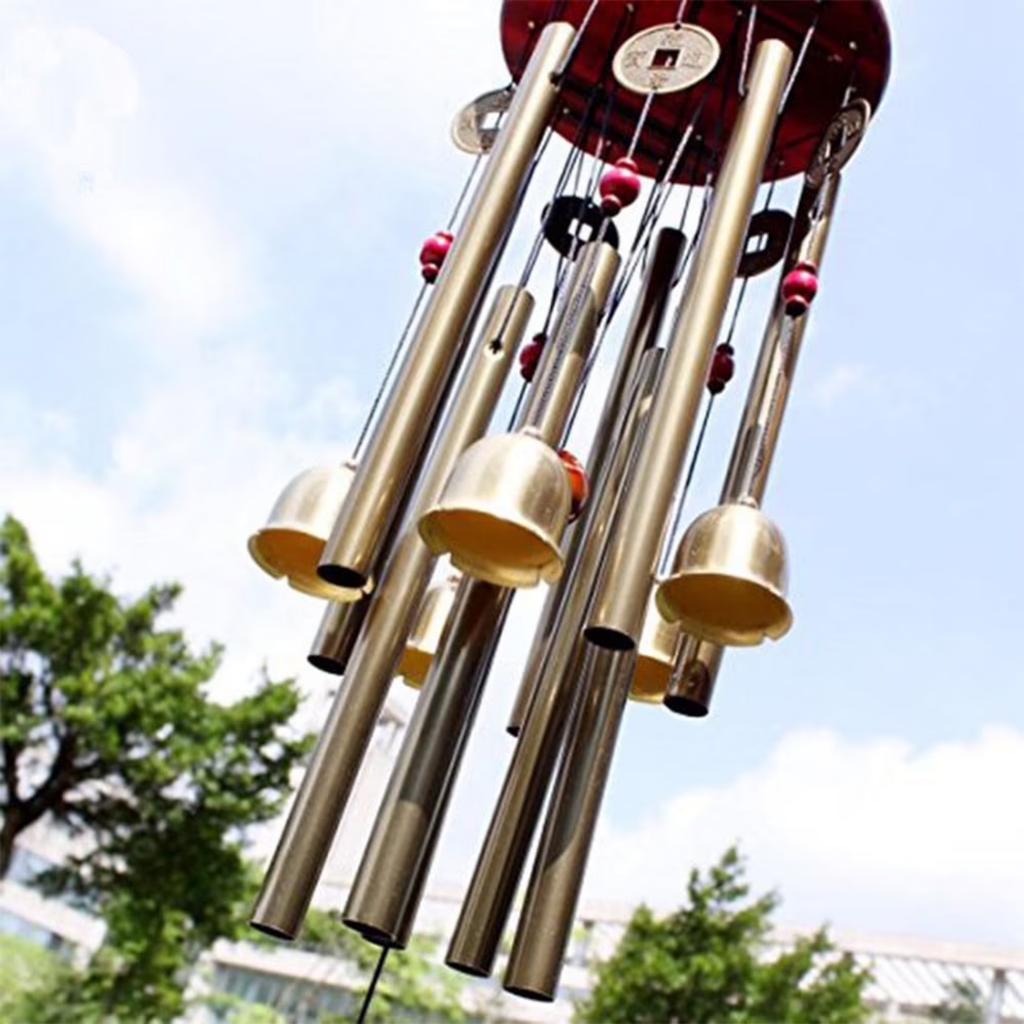 Metal Wind Chime Garden Decorative Vintage Style Outdoor Hanging Iron Tube Bells with Multiple Tubes and Circular Top Frame for Patio Porch Yard