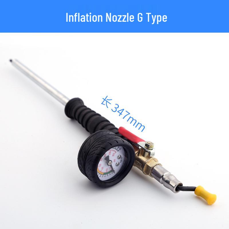 Tire Inflation Nozzle with Pressure Gauge for Car, Bicycle, and Motorcycle