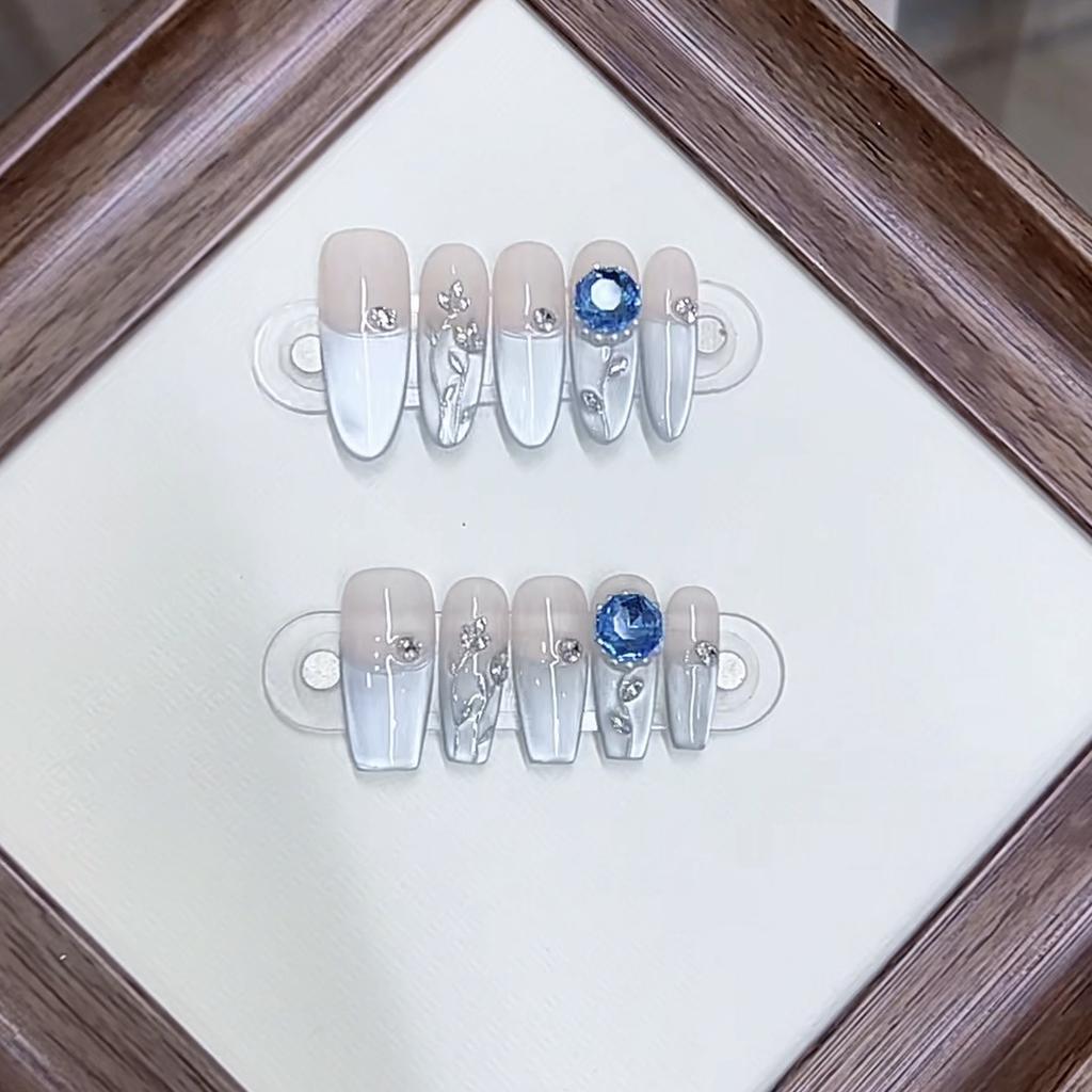 Armură țesută manual Primăvară-Vară Nou Trandafir Albastru Gheață-Transparent Zircon Tridimensional Diamant Ochi de Pisică Autocolant Manichiură