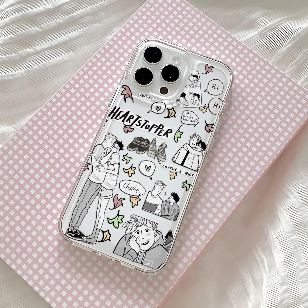 Forró TV H-Heartstoppers Telefontok iPhone 17 16 16e 15 14 13 12 11 Mini Pro Max X XR XSMax 8 Air Plus-hoz Átlátszó Hátlap