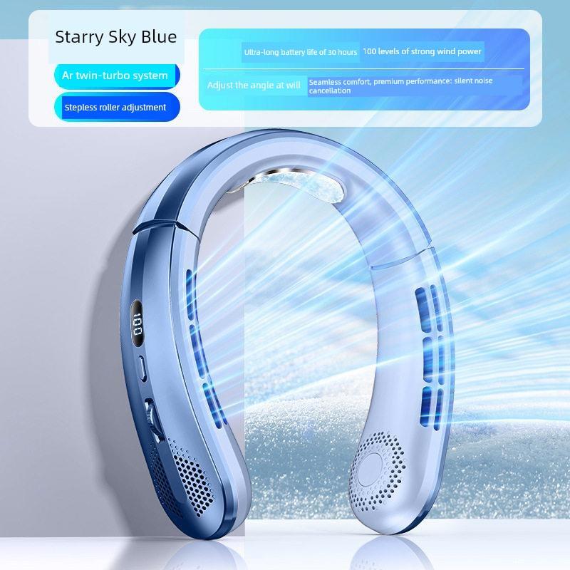 2026 New Model Neck-Hanging Fan, Cooling, Small and Portable, Ultra-Long Battery Life, Silent Electric Fan, Outdoor Wearable Ice Fan