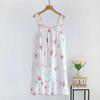 Ladies Summertime Cotton Yarn Pure Cotton Thin Suspender Nightdress Loose Mid-length Sweet and Lovely Long-cut Home Dress Camisola Sexy