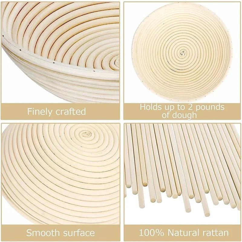 Handmade Rattan Bread Proofing Basket Oval Round Baking Mold Bowl Dough Wicker Bakers Proving Baskets Kitchen Accessories
