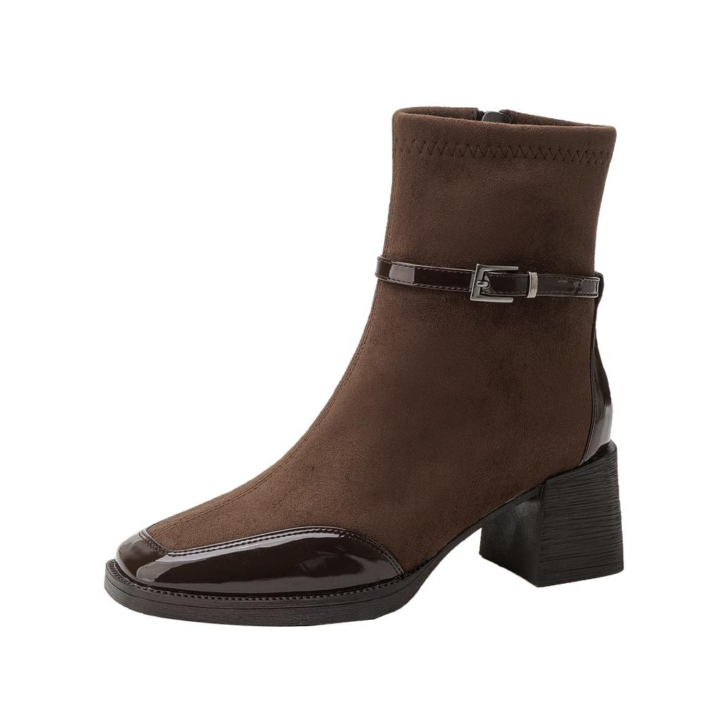 Customized Women's Boots~ High Heel Short Boots Women's 2025 New Side Zipper Coarse Heel Women's Boots Square Head Medium Tube Fashion Boots