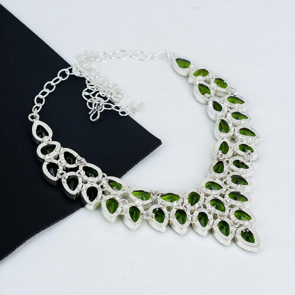 Beautiful Peridot Gemstone Handmade 925 Sterling Silver Necklace, Peridot Silver Necklace For Wife, Unisex Necklace, Party Waer Gift
