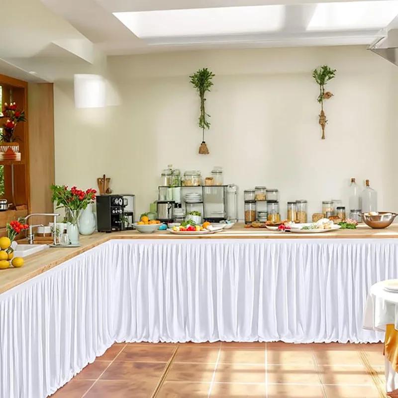 Party Table Skirt Birthday Pleated Dessert Tablecloth Cover Wedding Festive Table Skirting Baby Shower Home Table Decor