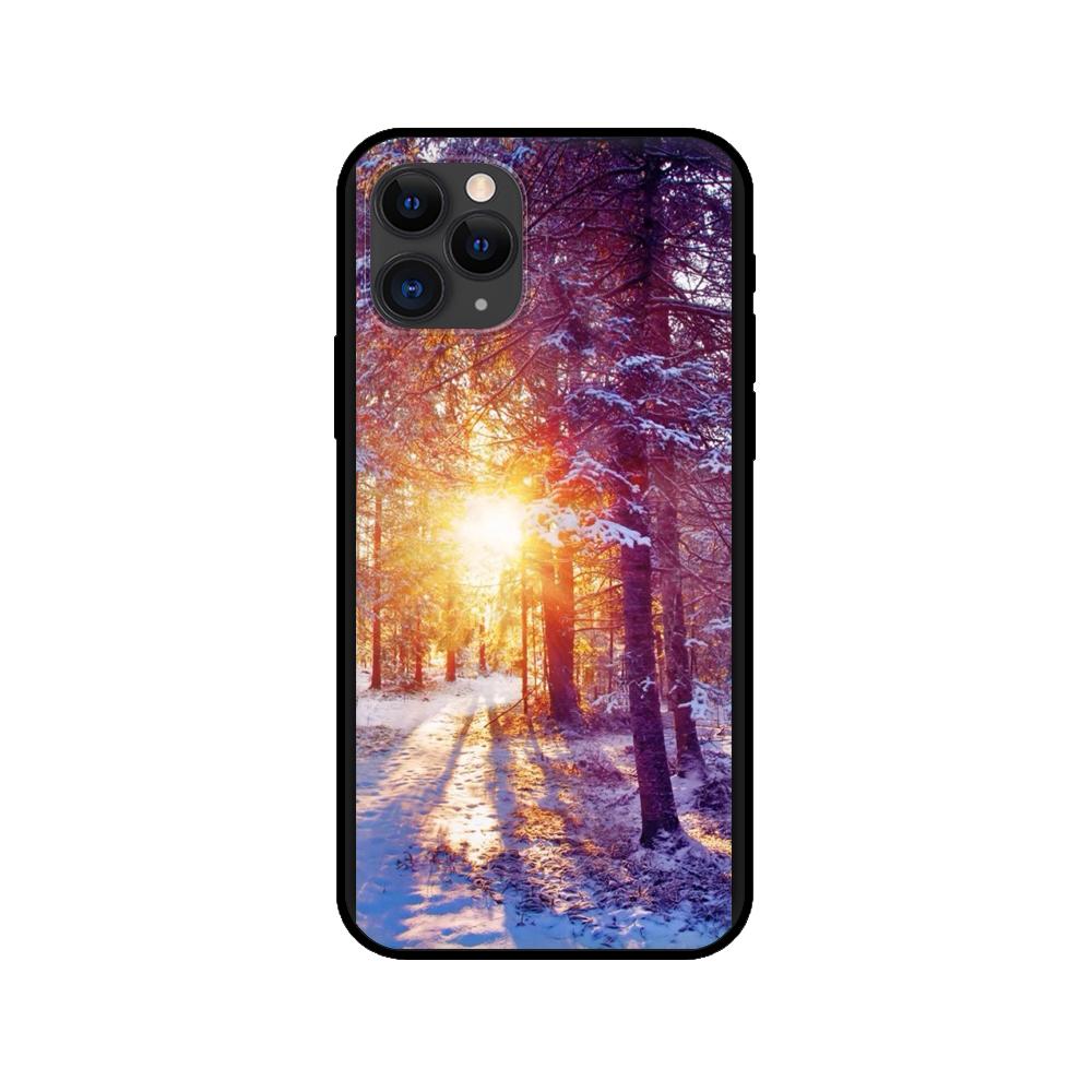 Black tpu case for iphone 5 5s se 2020 6 6s 7 8 plus x 10 XR XS 11 12 mini pro MAX back cover Landscape Winter Light Snow