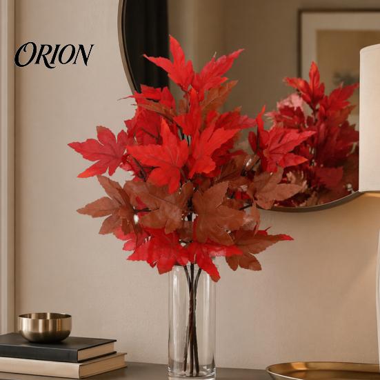 Natural Style Home Ornaments Artificial Maple Leaves, Faux Silk Hanging Plant for Decor, Realistic Cascading Flowers Leaves Wall Wedding Party
