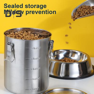 Airtight Food Storage Container Stainless Steel Pet Food Jar with Lid Dog Treat Bucket Kitchen Pantry Organizer for Coffee Cereal