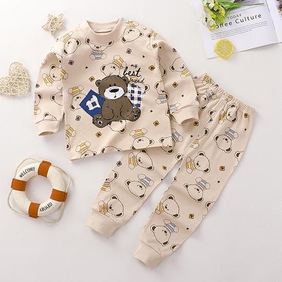Pantaloni invernali per bambini a maniche lunghe o collo T-shirt Set pantaloni larghi casual da 2 pezzi in cotone con stampe di cartoni animati
