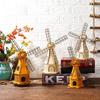 Nordic creative vintage nostalgic Dutch windmill small figurine for American-style home living room, wine cabinet, bedroom decoration and display.