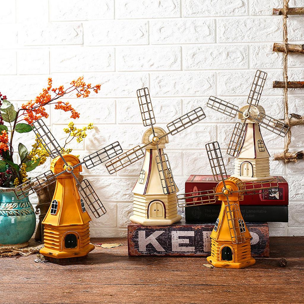 Nordic creative vintage nostalgic Dutch windmill small figurine for American-style home living room, wine cabinet, bedroom decoration and display.