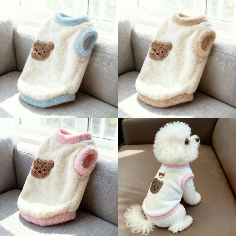 Teddy Style Dog Sweater Soft Plush Cat Hoodies New Puppy Winter Vest  Cold Weather